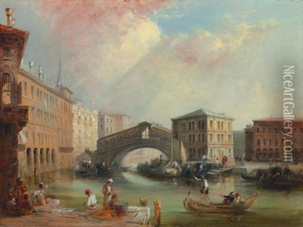The Rialto, Venice Oil Painting - Edward Pritchett