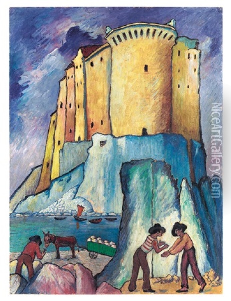 Burg Am Mittelmeer - Aus Italien Oil Painting - Marianne von Werefkin
