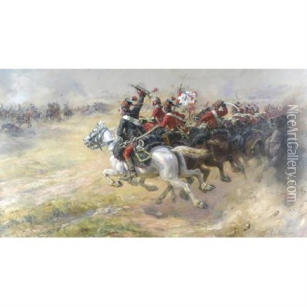 The Charge Of The Hussars Oil Painting - Henri-Georges-Jacques Chartier
