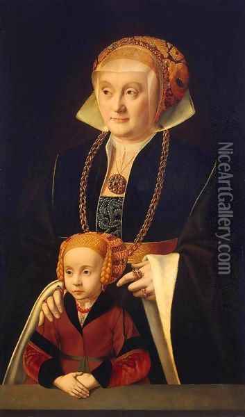 Portrait of a Woman with her Daughter Oil Painting - Barthel Bruyn