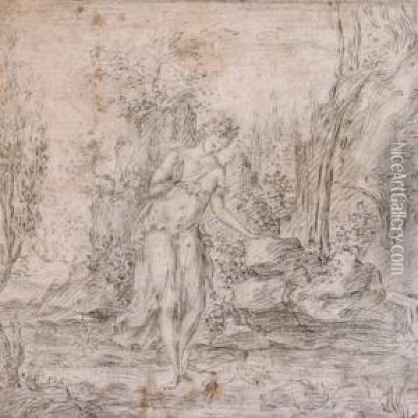 Paar Mythologische Szenen Oil Painting - Giulio Cesare Procaccini