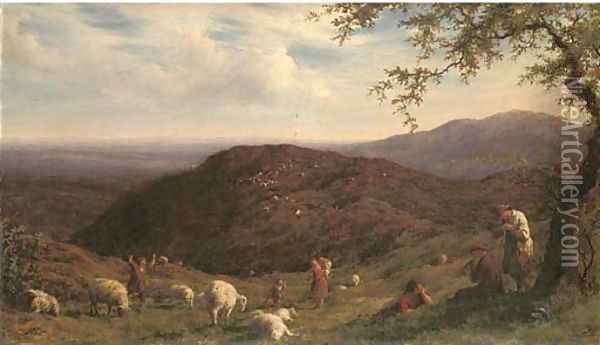 Gathering the flock Oil Painting - William Linnell