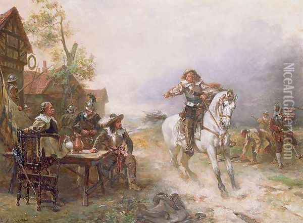 The Enemy Approaches Oil Painting - Robert Alexander Hillingford
