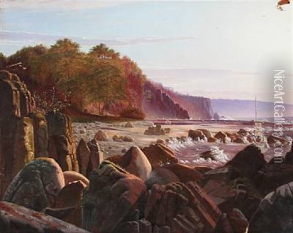 Fra Kysten Ved Ro, Bornholm (from The Coast At Ro On Bornholm Island) Oil Painting - Vilhelm Peter Karl Kyhn