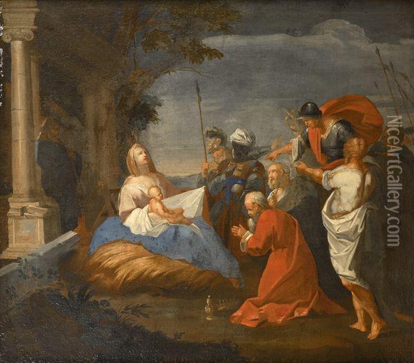 Adoration Des Mages Oil Painting - Johann Heinrich Schonfeld