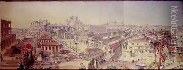 Rome As it Was, Restored After Existing Remains Oil Painting - Arthur Ashpitel