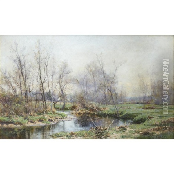 Along The Stream Oil Painting - Hugh Bolton Jones