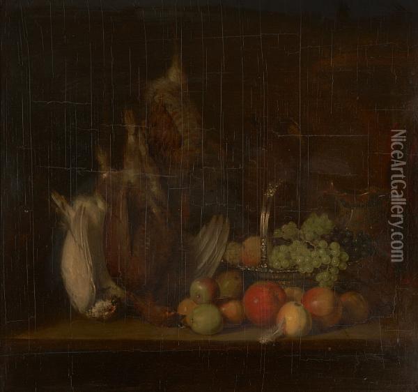 Still Life Of Red Grouse, Ptarmigan Andfruit Oil Painting - William Gowe Ferguson