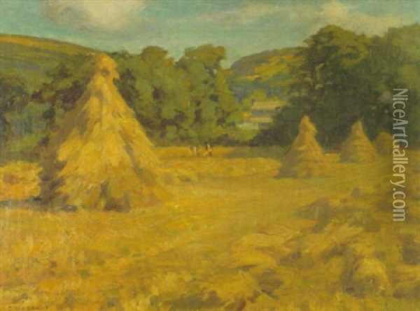 Sommerliche Landschaft Mit Heuhafen Oil Painting - Eugen Felix Prosper Bracht
