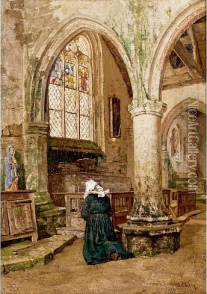 At Prayer Oil Painting - Aloysius C. O'Kelly