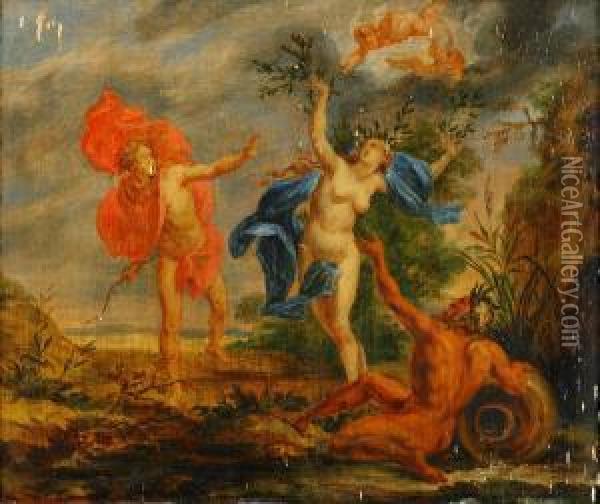 Midas Dom - Apollon Och Daphne - 2 St Oil Painting - Jean-Jacques Spoede