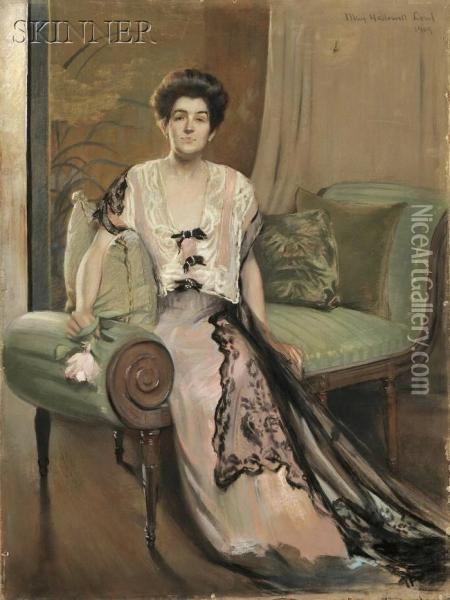 Seated Woman In Pink Gown Oil Painting - May Hallowell Loud