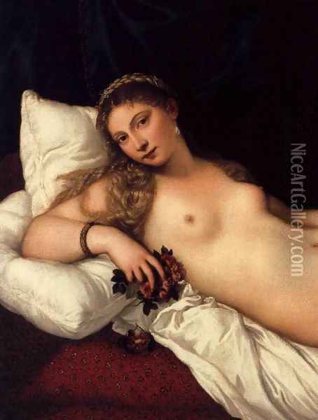 Venus of Urbino (detail) Oil Painting - Tiziano Vecellio (Titian)