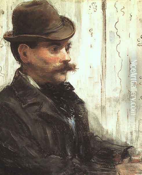 Portrait of Alphonse Maureau (Man with a Round Hat) 1880 Oil Painting - Edouard Manet