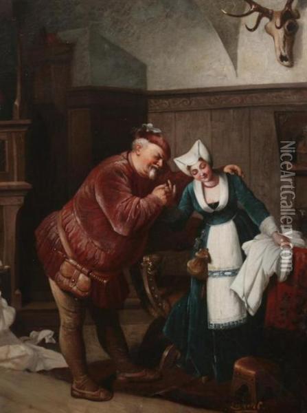 The Flirtation Oil Painting - Thomas Reynolds Lamont