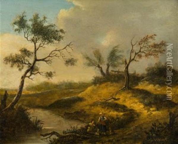 Landscape With A River Oil Painting - George Barrell Willcock