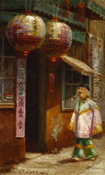 Figure In A Chinatown Alley Oil Painting - Charles Albert Rogers