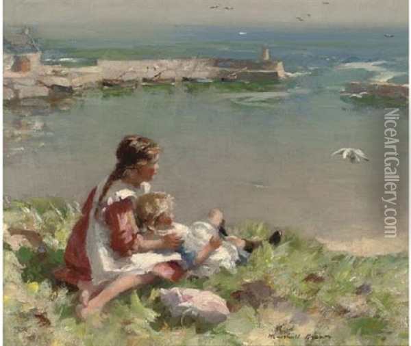 Overlooking The Harbour Oil Painting - William Marshall Brown