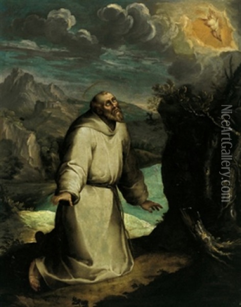 San Francesco Riceve Le Stigmate Oil Painting - Girolamo Muziano
