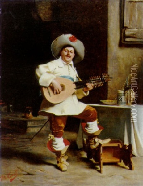 The Guitar Player Oil Painting - Tito Conti