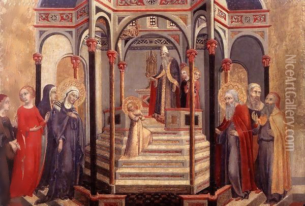 The Presentation of the Virgin in the Temple 1448 Oil Painting - Sano Di Pietro