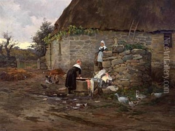 Den Gamle Bronn I Concarneau Oil Painting - Sigrid Bolling