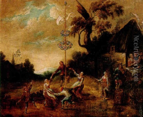 The Dance Around The Maypole Oil Painting - Barend Gael