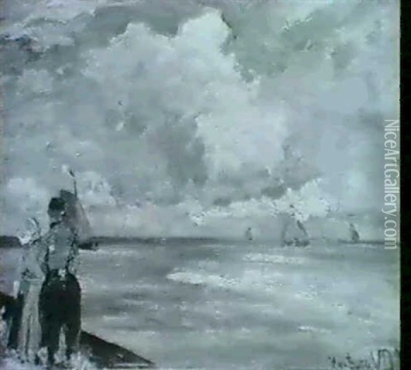 Hollandisches Paar Am Strand Oil Painting - Hans Von Bartels