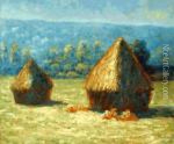 Grain Stacks, End Of Summer, Morning Effect Oil Painting - Claude Oscar Monet