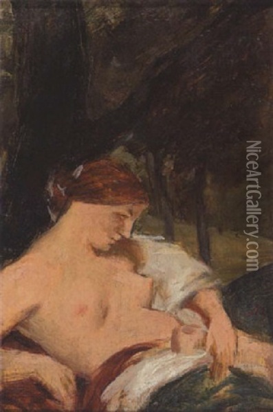Weiblicher Halbakt Oil Painting - Nikolaus Gysis