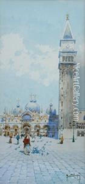 Stmark's Square Oil Painting - Pieretto Bortoluzzi Bianco