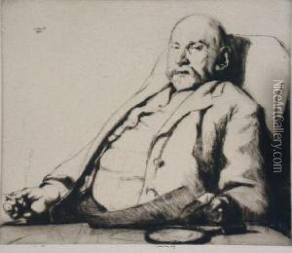 Portrait Of James Mcbey (seated Sketching) Oil Painting - Ernest Stephen Lumsden
