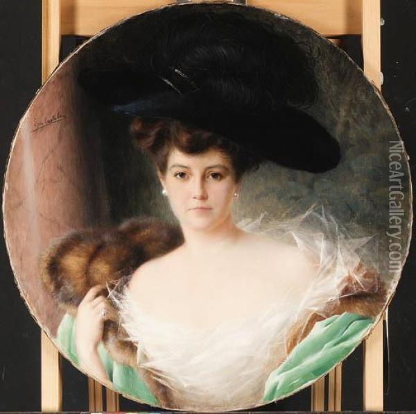 Madame Ven De Able Oil Painting - Ernest Castelein