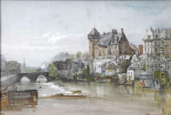 Vue De Laval Oil Painting - J.L.F. Jacotet