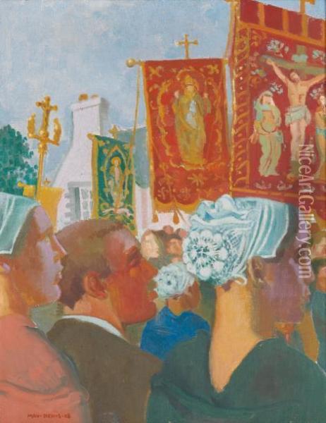 Arrivees Des Bannieres Au Folgoet Oil Painting - Maurice Denis