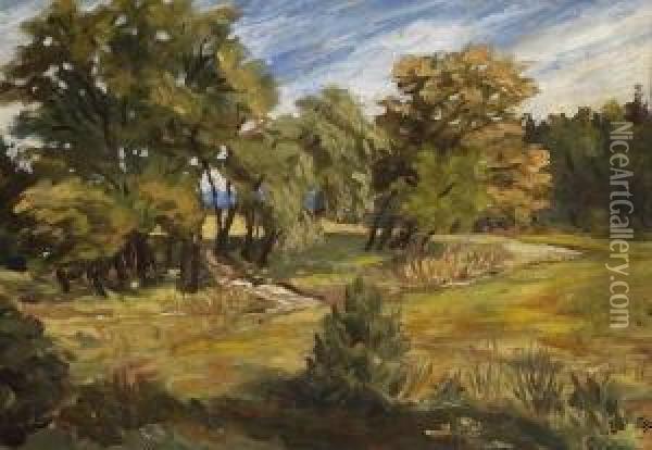 Baumlandschaft. Oil Painting - Louis Eysen