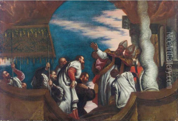 Saint Nicolas Being Recognised As The Bishop Of Mira Oil Painting - Paolo Veronese (Caliari)