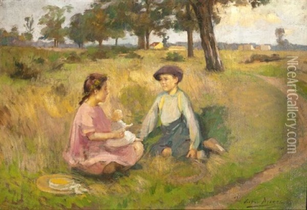 Les Enfants Et La Poupee Oil Painting - Victor Marek