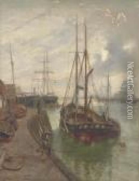 Retter Luck, Yarmouth At Dock Oil Painting - Thomas Rose Miles
