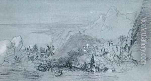 Taormina from Views of Sicily Oil Painting - Edward Lear