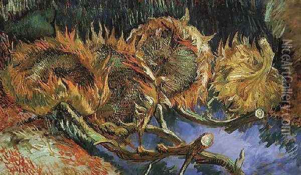 Four Cut Sunflowers Oil Painting - Vincent Van Gogh