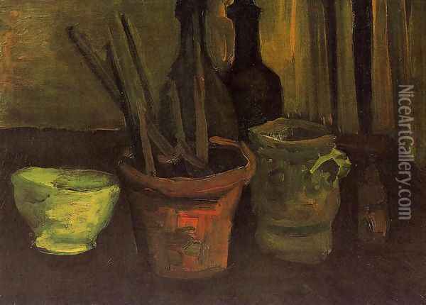 Still Life With Paintbrushes In A Pot Oil Painting - Vincent Van Gogh