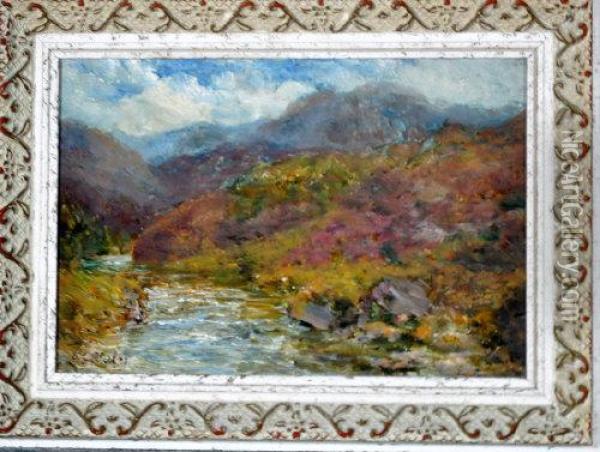 A Sunny Moorland Scene Oil Painting - John Falconar Slater