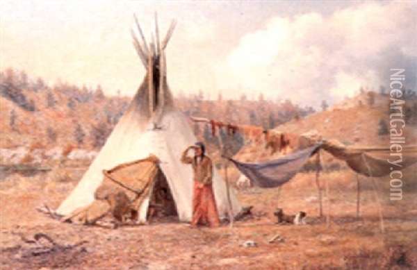 Camp In The Bitterroot Oil Painting - Ralph Earl Decamp