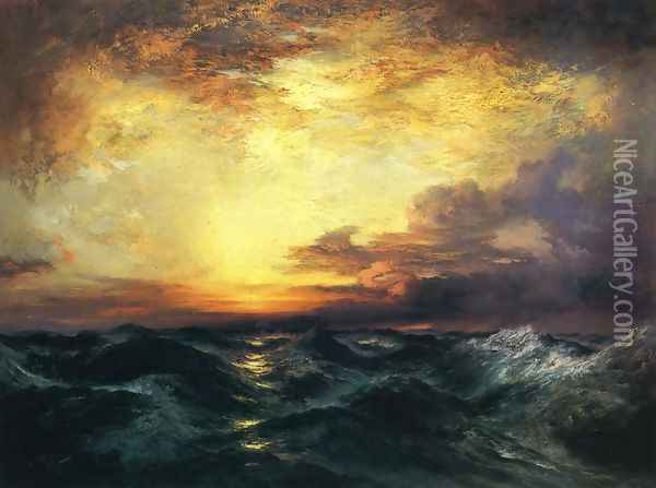 Pacific Sunset Oil Painting - Thomas Moran
