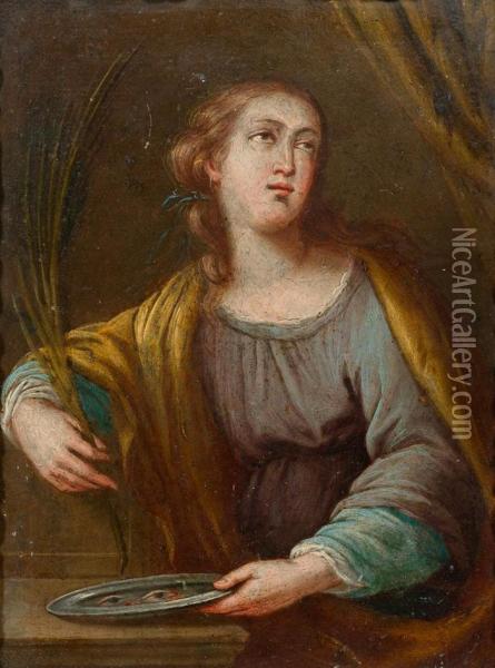 Die Heilige Lucia. Oil Painting - Jacopo Zanguidi, Called Jacopo Bertoija
