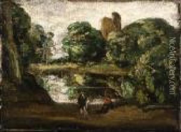 Romantic Landscape (a Little Shade) Oil Painting - James Ferrier Pryde