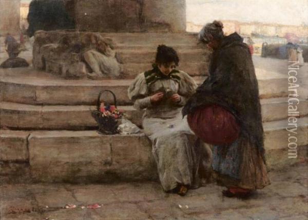 Fioraia A Venezia - 1897 Oil Painting - Alessandro Zezzos