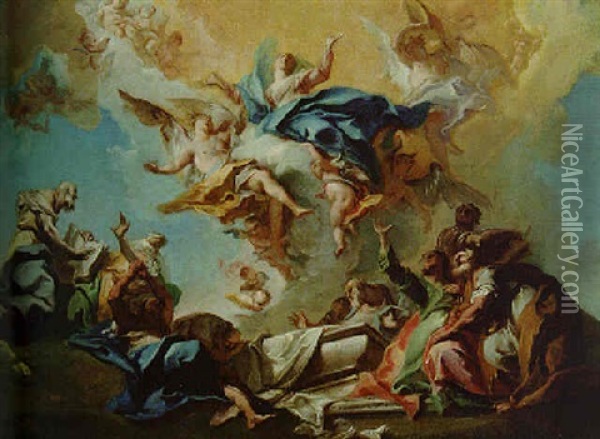 The Assumption Of The Virgin Oil Painting - Carlo Innocenzo Carlone