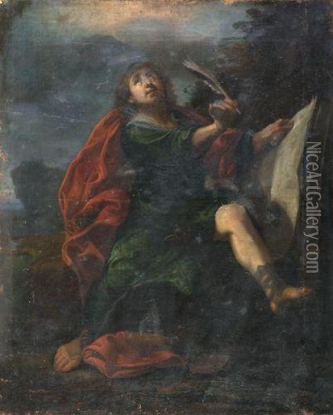 Saint Jean A Patmos Oil Painting - Bartolomeo Biscaino
